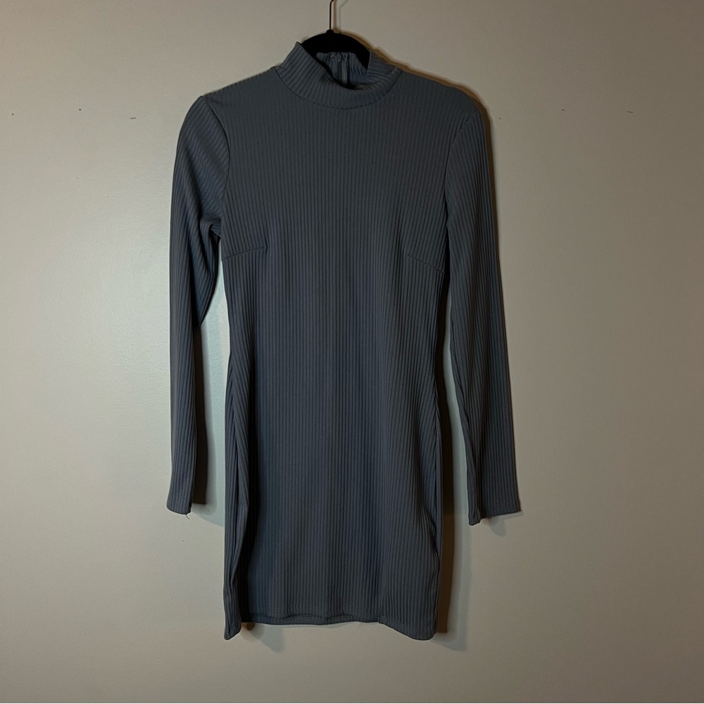 Light blue long sleeve turtleneck dress
